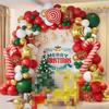 Christmas Green Red Balloons Garland White Gold Confetti Balloon Arch Kit Christmas Candy Cane Star Foil Globos Home Party Decor