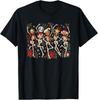Skeleton Dancing Ginger Bread Star Merry Christmas Flower T-Shirt