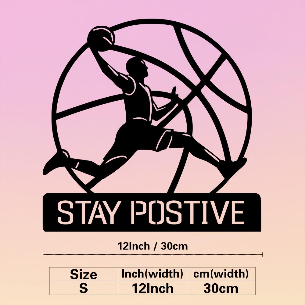 

1pc Basketball Metal Wall Art Black Handcrafted Iron Sports Decor for Kids Room Bedroom Playroom Vintage Gift for Fans Boys S/12inch/30cm