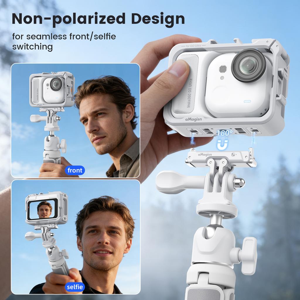 Plastic Protective Frame Cage for Insta360 GO Ultra Accessories Cage w Cold Shoe Multifunction Expansion Mounts For Go Ultra