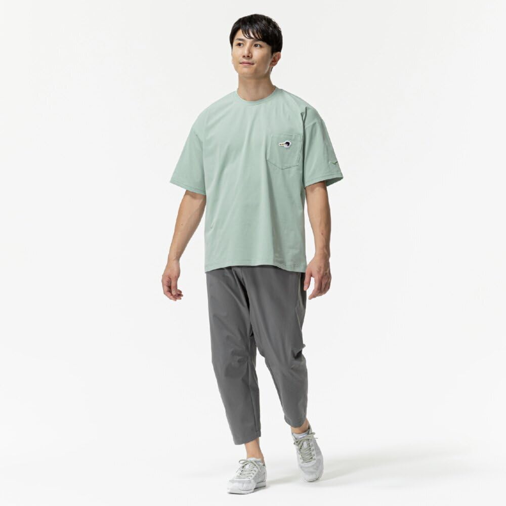 Mizuno Baseball T-Shirt, Unisex, 12JACT81, Frosty Green, Size M, Exclusive to Mizuno Direct Stores