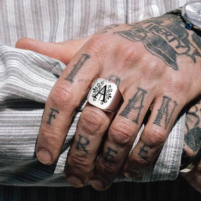 Men Ring,Sigent Rings, Stainless Steel Alphabet Ring for Mens, Father's Day Gift
