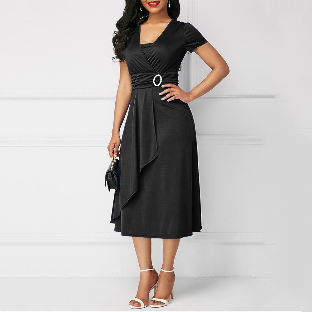 Cross-border Amazon Independent Station EBAY Casual Women's Clothing High Waist Medium Dress Commuter Dress Evening Dress Bridesmaid Clothing