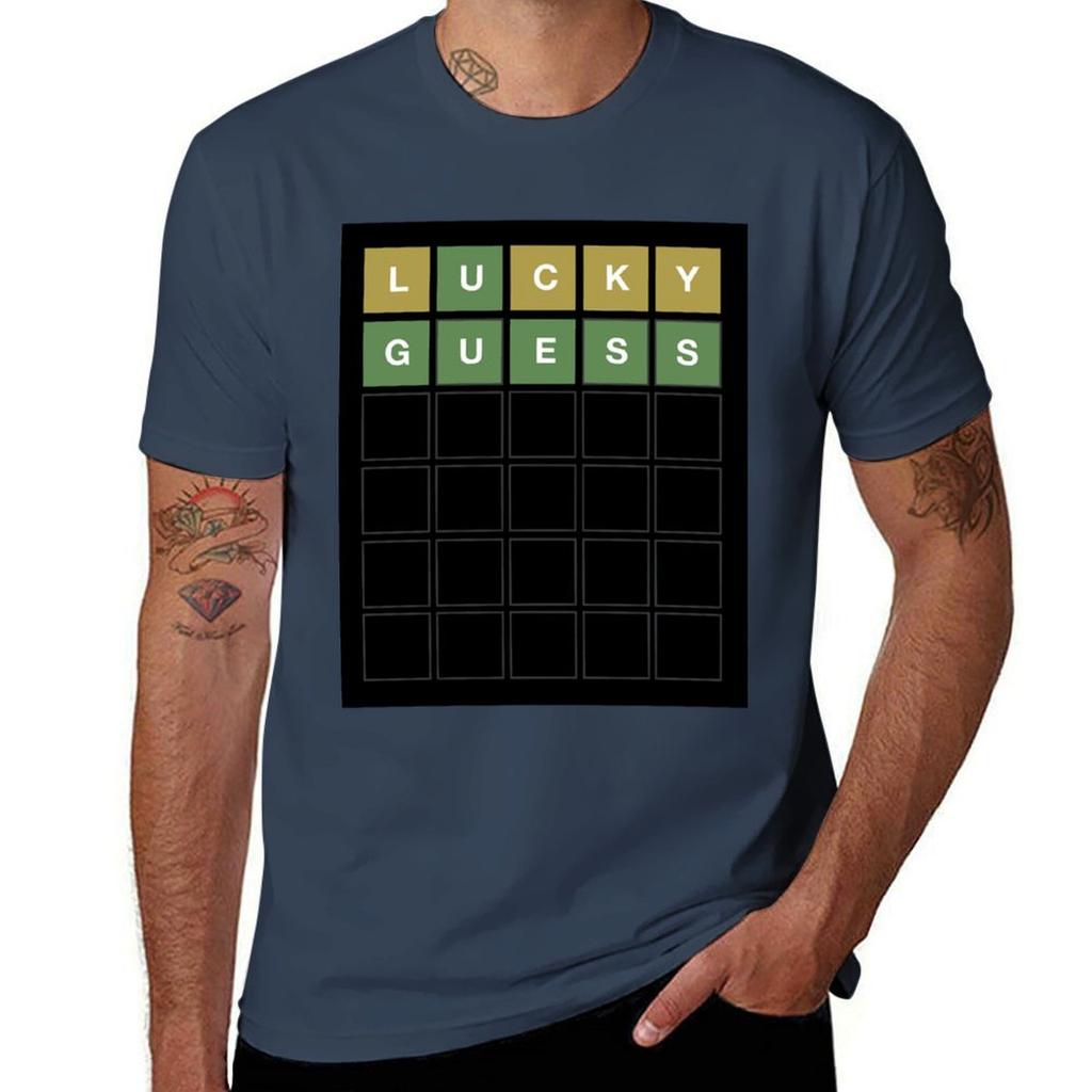 Wordle Lucky Guess Funny Wordl Grid Word Game Design Classic Tshirt Unisex T Shirt Cotton 100 Cotton T Shirts Unisex 100 Tshirt