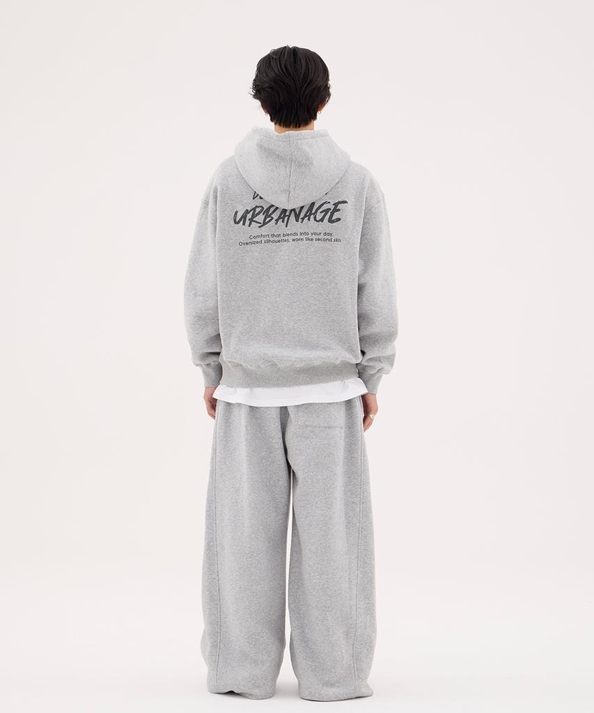 Urbanage Design Studio Logo Oversized Zip-Up Hoodie_Melange Grey