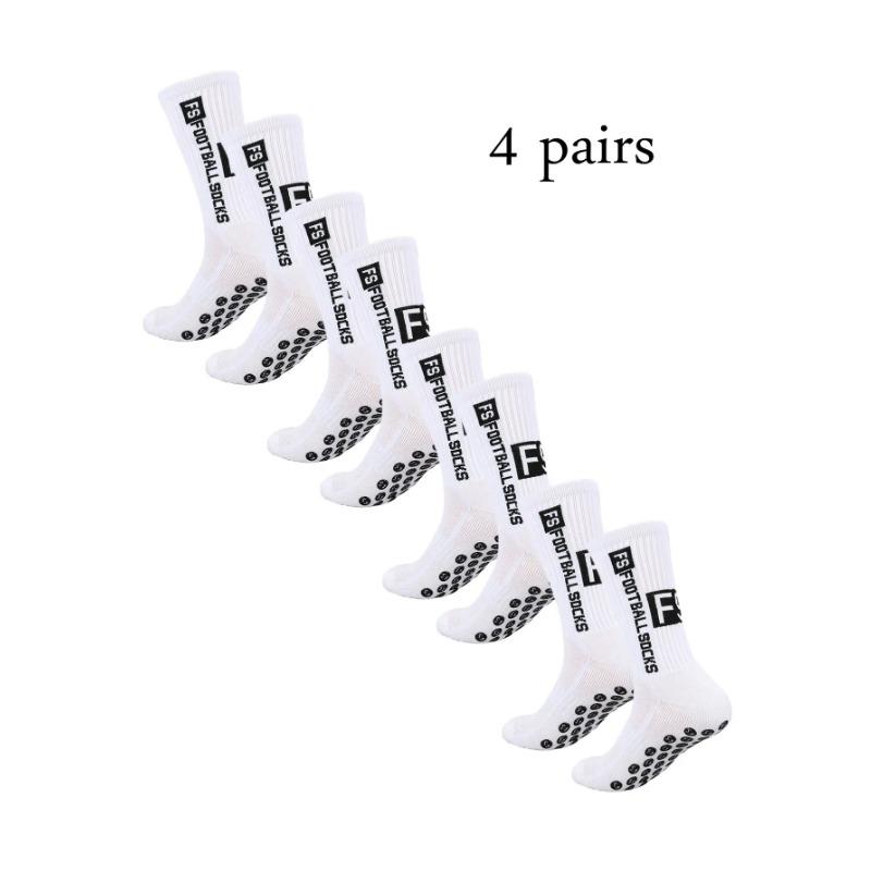 4 Pairs of Updated Mid Tube Glued Football Socks for Athletic Training and Competition Non Slip and Breathable Socks