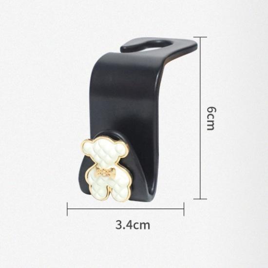 Car Seat Back Hooks Diamond Camellia Flowers Decor Cute Cartoon Bears Car Interior Storage Hook Handbag Hanging Holder