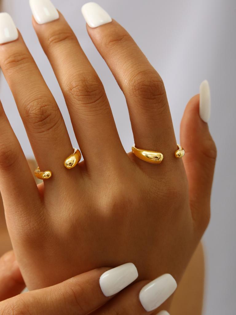 Western Simple Fashion Niche Temperament Stainless Steel 18K Gold-Plated Geometric Pattern Single Ring Open Ring Female