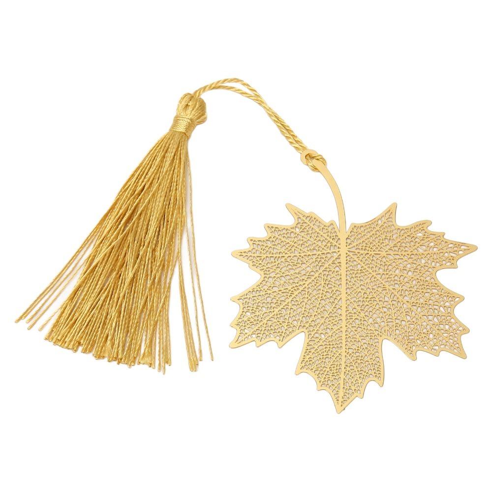 With Tassel Hollow Vein Bookmark Hollow Design Tassel Bookmark Exquisite Bookmark For Writers Maple Leaf