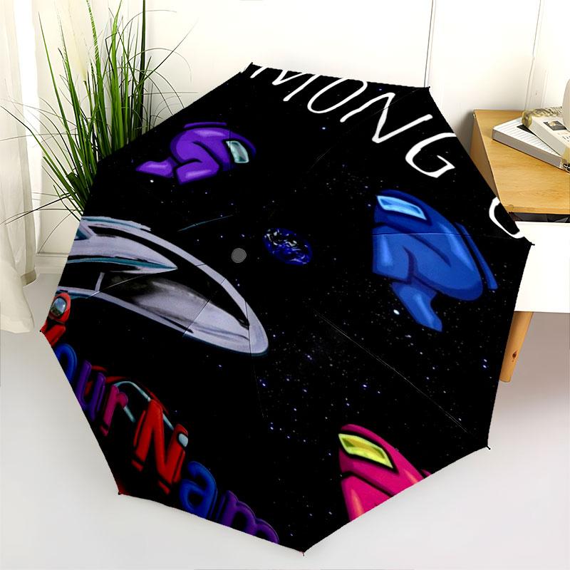 1 PC Automatic Folding Umbrella - Among Us Custom Name Pattern, Portable & Foldable Design with 8 Ribs, Christmas Birthday Gifts