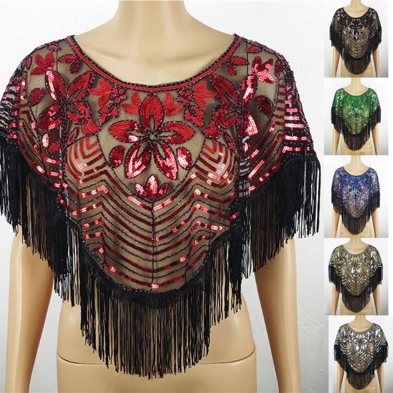Sparkling Sequined Embroidered Shawl Wrap for Evening Gowns and Dresses Comfortable Wear Capes for Women Special Occasion
