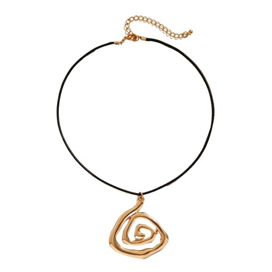 Metal Vortex Pendant Necklace Black Cord Adjustable Necklace