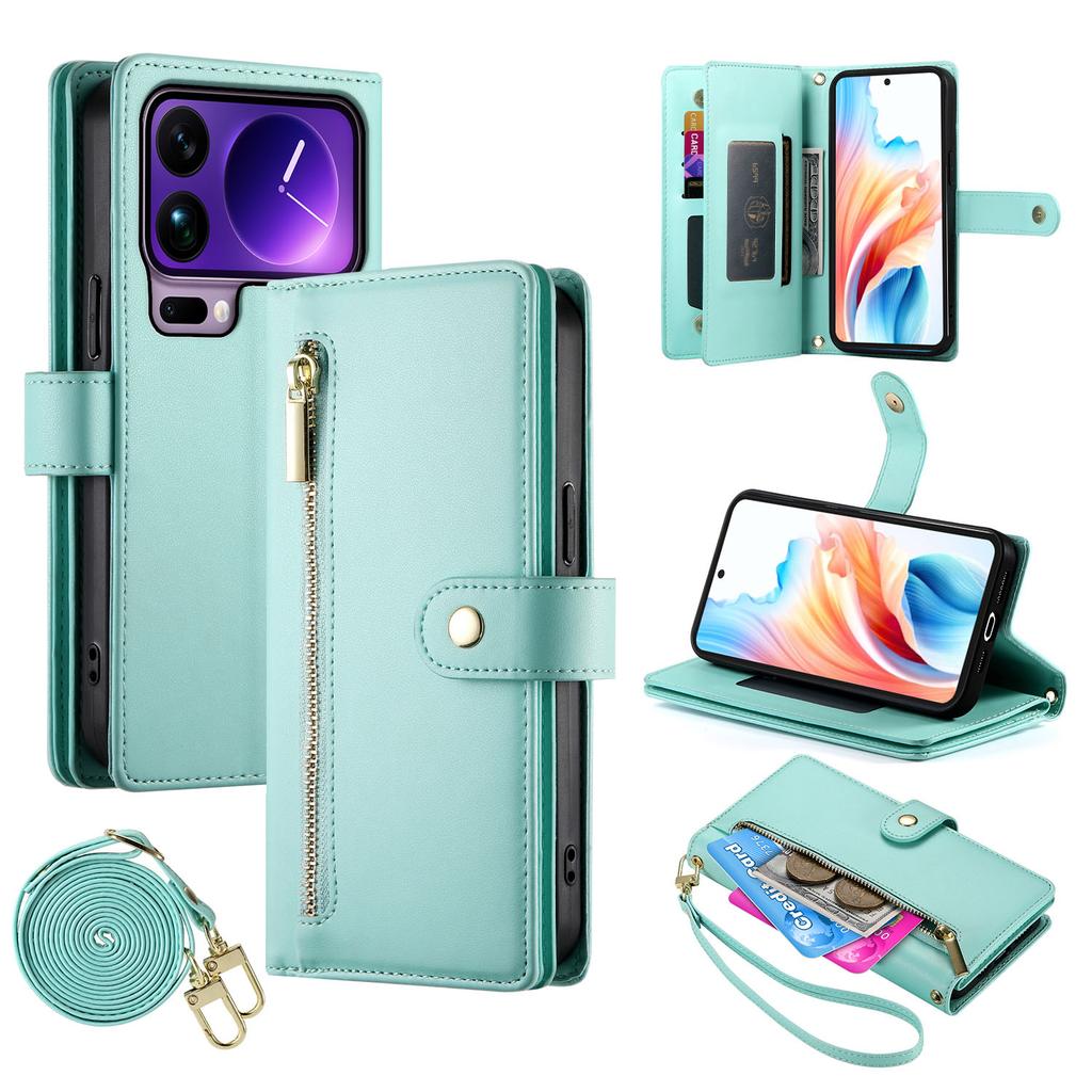 For Realme 14 5G Wallet Case Magnetic Closing PU Leather Phone Cover with Wrist Strap