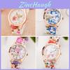 Elegante Orologio Analogico al Quarzo da Donna Con Disegno Floreale Stampato e Cinturino in Silicone