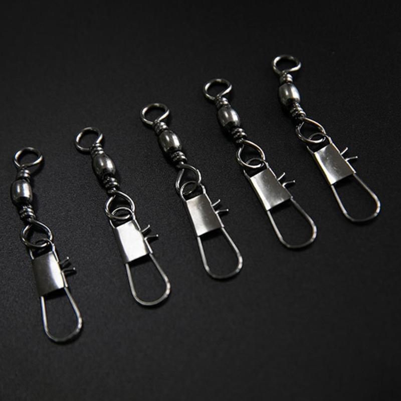100Pcs Fishing Line Hook Connectors Round Bearing Swivels Fishing Snap Fishing Swivels Fishing Swivels with Locking Snap