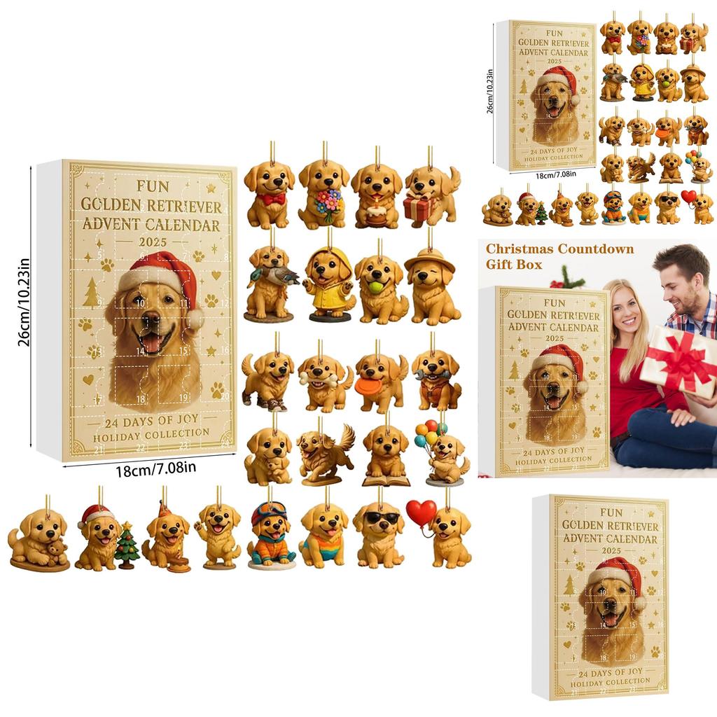 Χριστουγεννιάτικο Ημερολόγιο Αφίξεων με θέμα σκύλο, με ακρυλικά ζωάκια για εορταστικές εκδηλώσεις