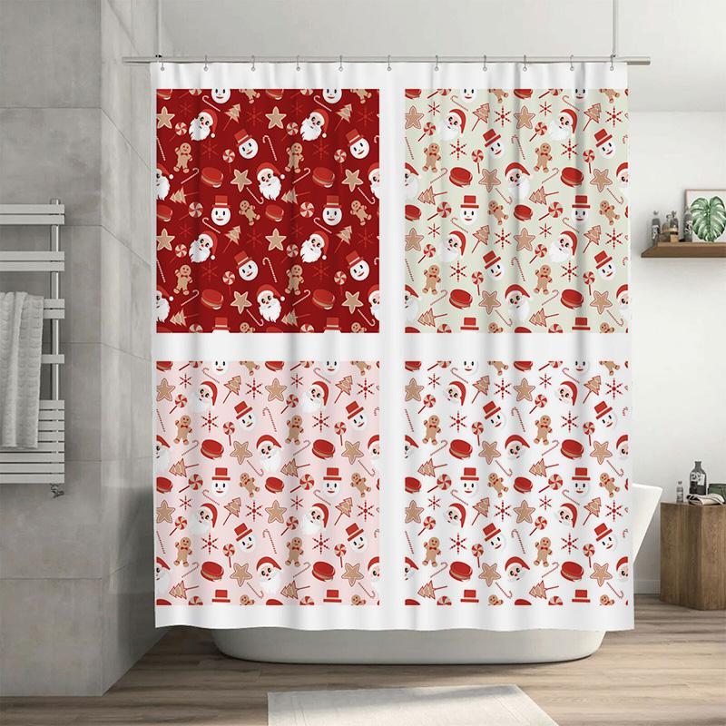 

TU Christmas Shower Curtain Festive Holiday Decor Waterproof Bathroom Fabric Xmas Pattern Backdrop Holiday Home Decor Festive Wi 90x180cm35x71in