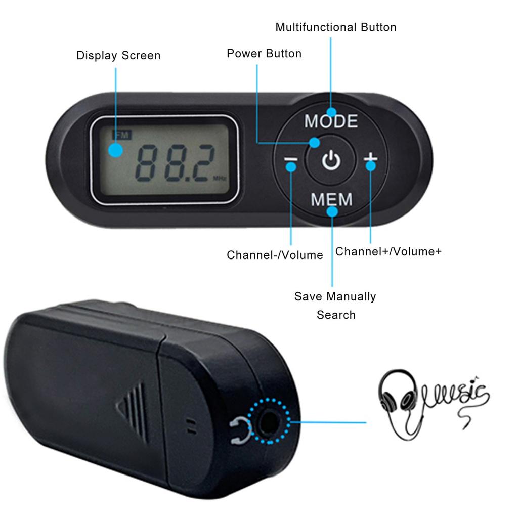 Portable FM Radio LCD Display Mini Pocket Radio Transistor with Earphones
