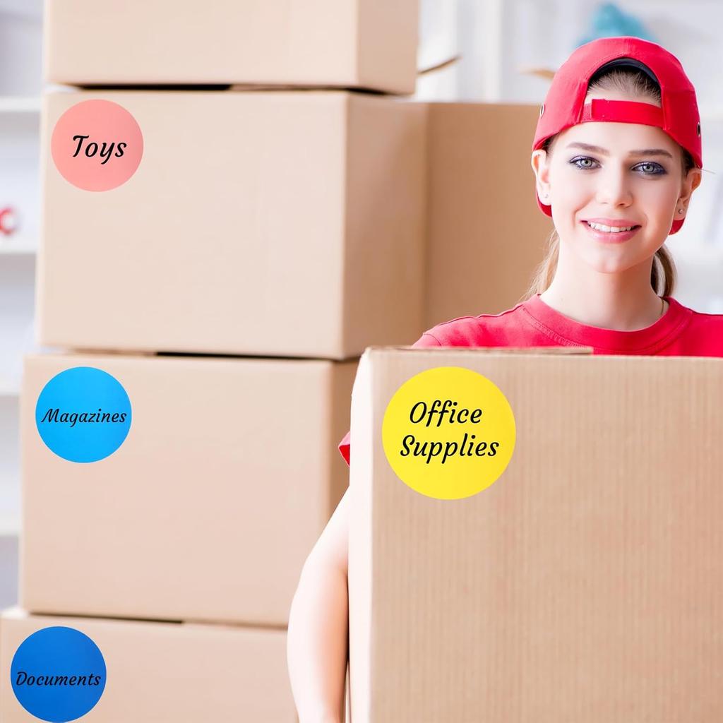 Maitys 120 Pieces 5 Inch Large Round Stickers Labels Classroom Floor Stickers Dots Circles Moving Labels for Boxes, Color Coding Dots for Home