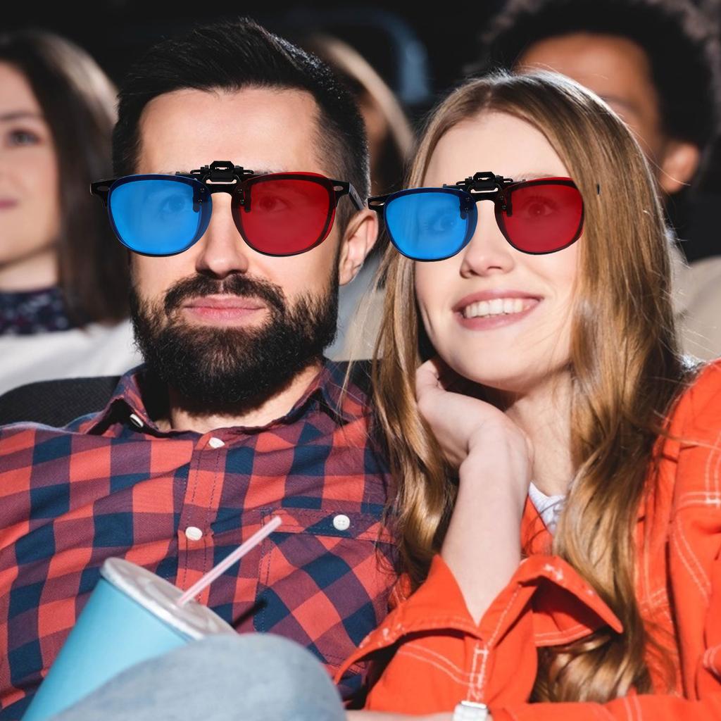 Klipsli 3D Gözlük Kırmızı Mavi 3D Gözlük 3D Film Oyun Gözlükleri Anti-Polarizasyon
