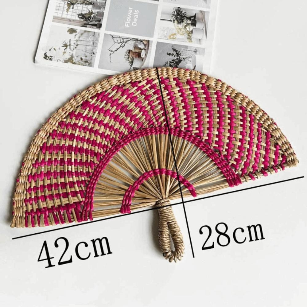 Semicircular Grass Woven Fan Seaweed Cooling Fan Natural Handheld Fan Summer