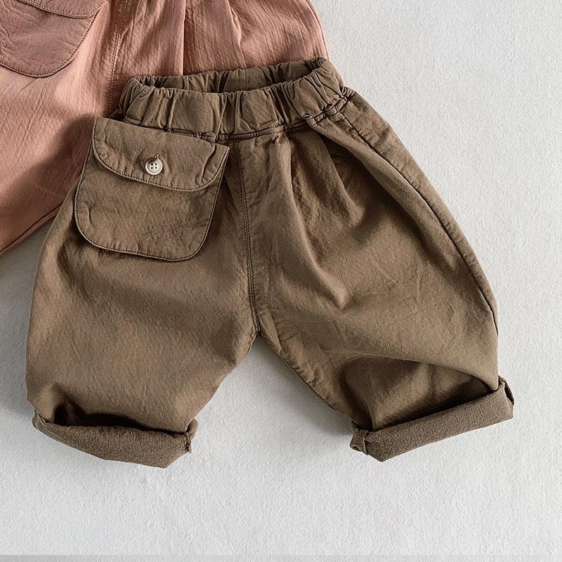 

2025 Весна/Осень Детские Повседневные Брюки Свободного Кроя - Брюки для Мальчиков Ясельного Возраста в Корейском Стиле Однотонные Длинные 100 cm