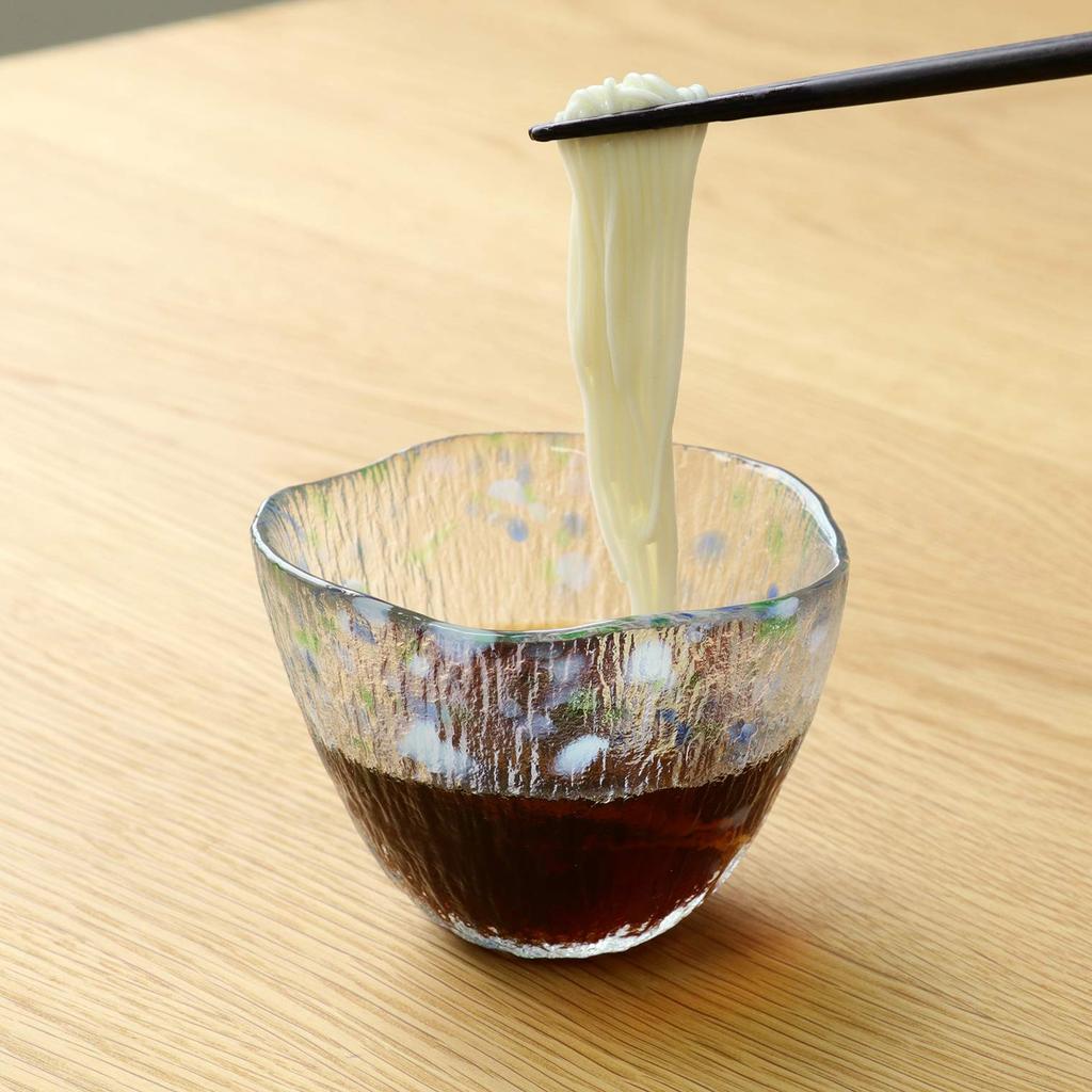 Aderia Shonai Craft Clear Soup Container, 9.2cm x 6.5cm, Flower Design, Crystal Glass, Made in Japan, F-70270