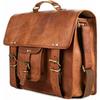 Large Real Goat Leather Vintage Brown Messenger Shoulder Laptop Bag Briefcase