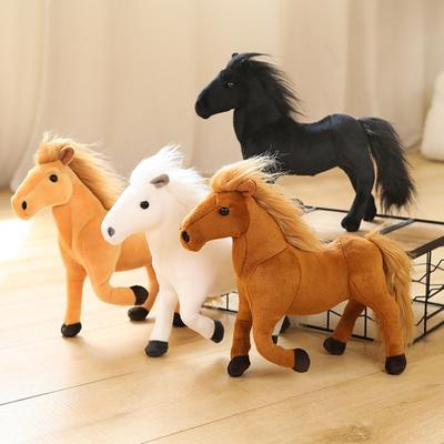 Simulation Horses Plush Toy Stuffed Soft Animal Dolls Real Life Mustang Pillow for Children Kids Creative Birthday Decor Gifts