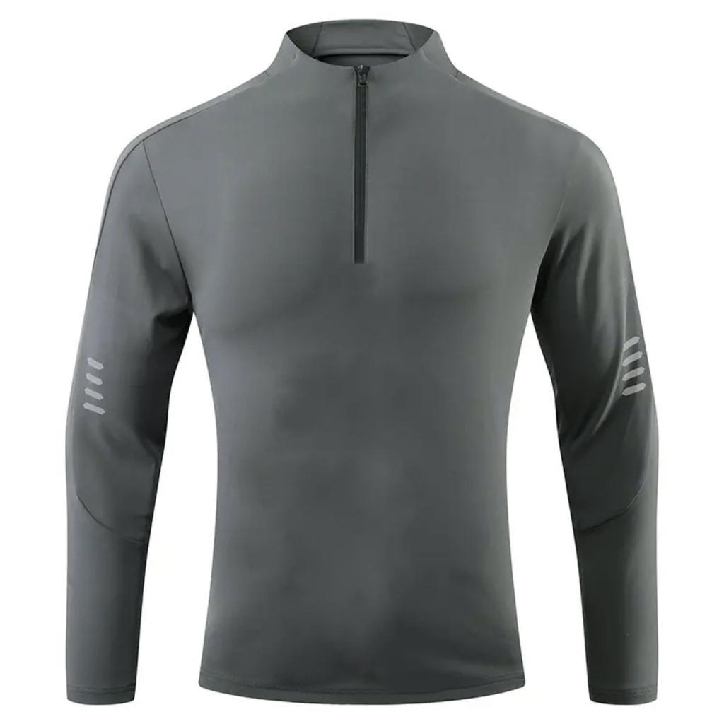 Men’s Long Sleeve Breathable Sports T-shirt Running Cycling Athletic Training Basketball Crew Neck Zipper Top