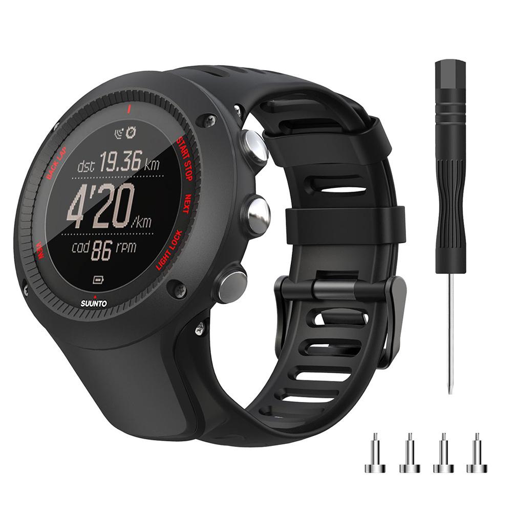 Nuovo cinturino per SUUNTO Ambit 1 2 3 2R 2S da 24 mm, cinturino in gomma per orologio da uomo, con viti e cacciavite, accessori per orologi nero