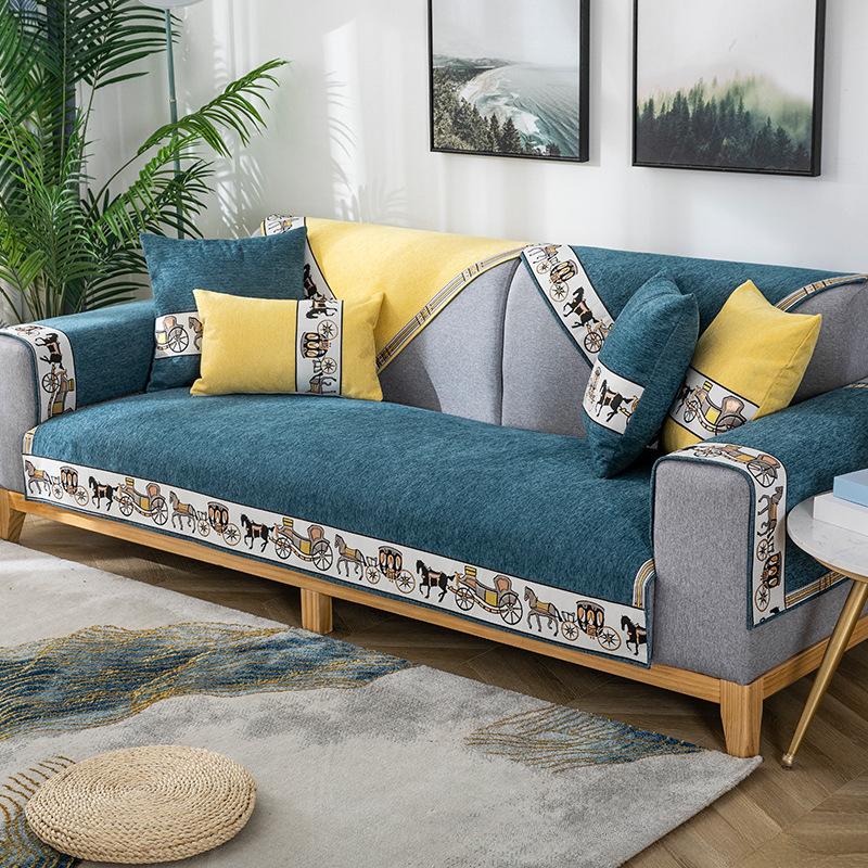 Sofakissen Vier Jahreszeiten Universell Rutschfest Einfache Moderne Chenille High-End-Kissen Sofabezug Verdickter Bezug Handtuch