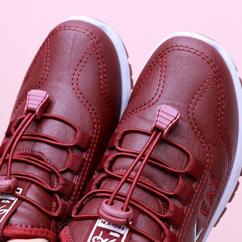 Winter Thickened Women's Beijing Cotton Shoes Leather Surface Waterproof Warm Fleece Lined Anti-slip Comfortable Booties