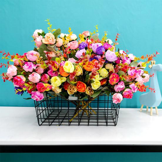 

Artificial Flower Multi-use Bright-colored Faux Silk Flower Simulation Rose Display for Gifts