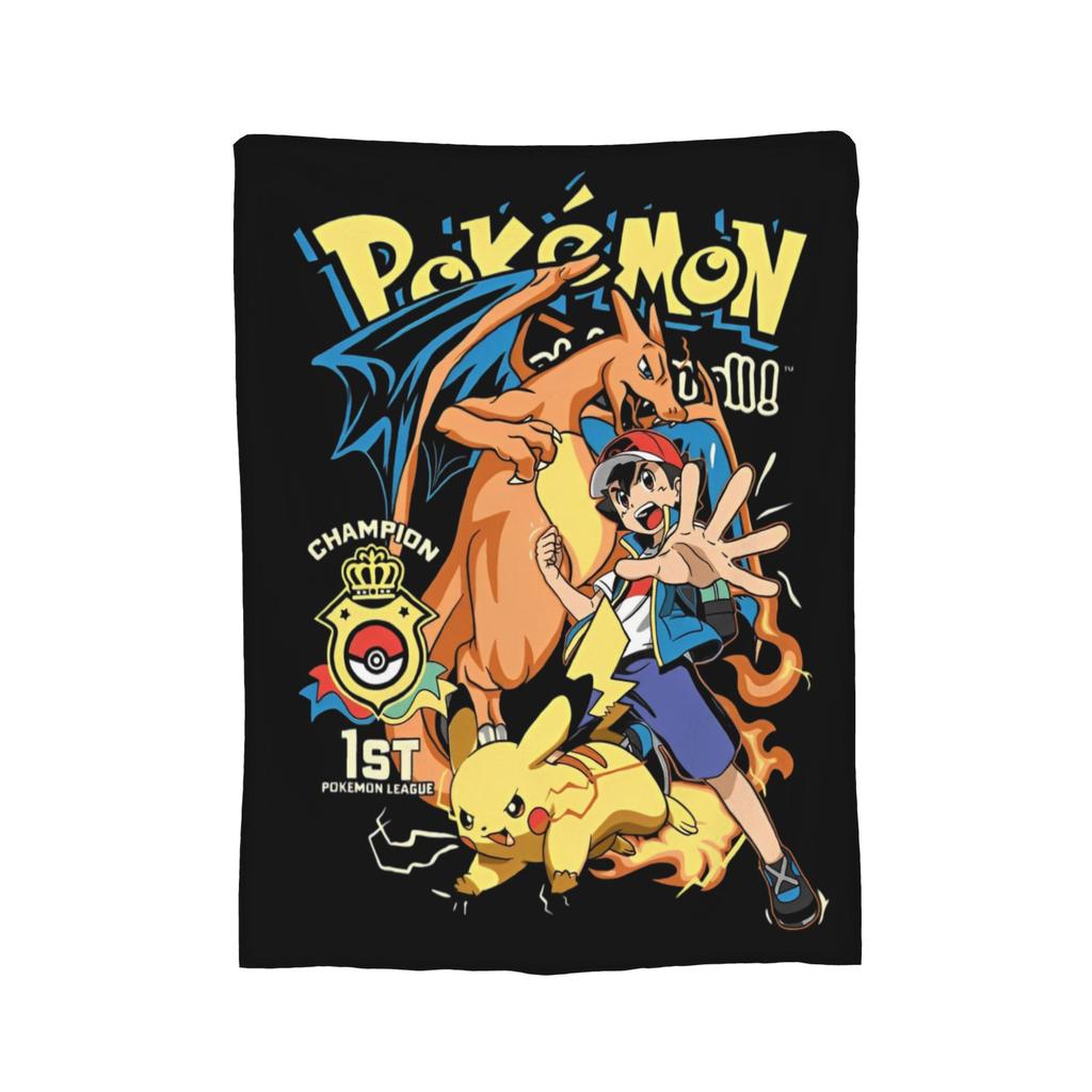 Pokemoned Lucario Type Fighting Steel Poster Blankets Fuzzy Vintage Soft Throw Blankets for Home Decoration,