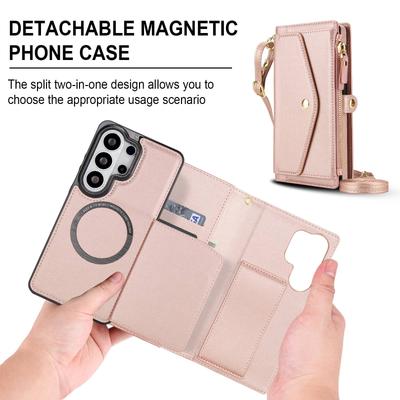 For Samsung Galaxy S26 Ultra/S26 Plus Wallet Case, RFID Blocking Card Holder, Wallet Detachable Magnetic Case Crossbody Strap