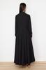 Women's Fashion New Hijab Dress Black Linen Look Woven Dress with Belt Detail on the Front
