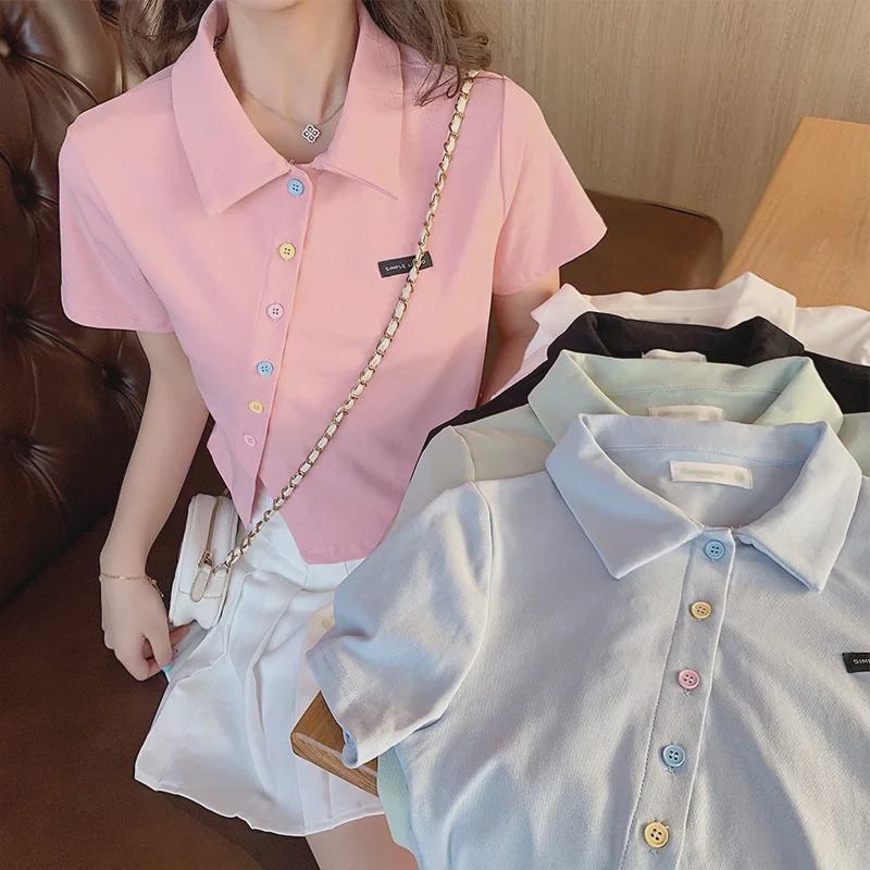 2024 Women's Slim Fit Polo Shirt - Short-Sleeve Cotton Lapel T-Shirt