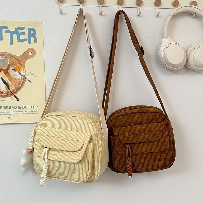 Corduroy spring new fashion solid color women's bag shoulder messenger bag campus fashion bag
