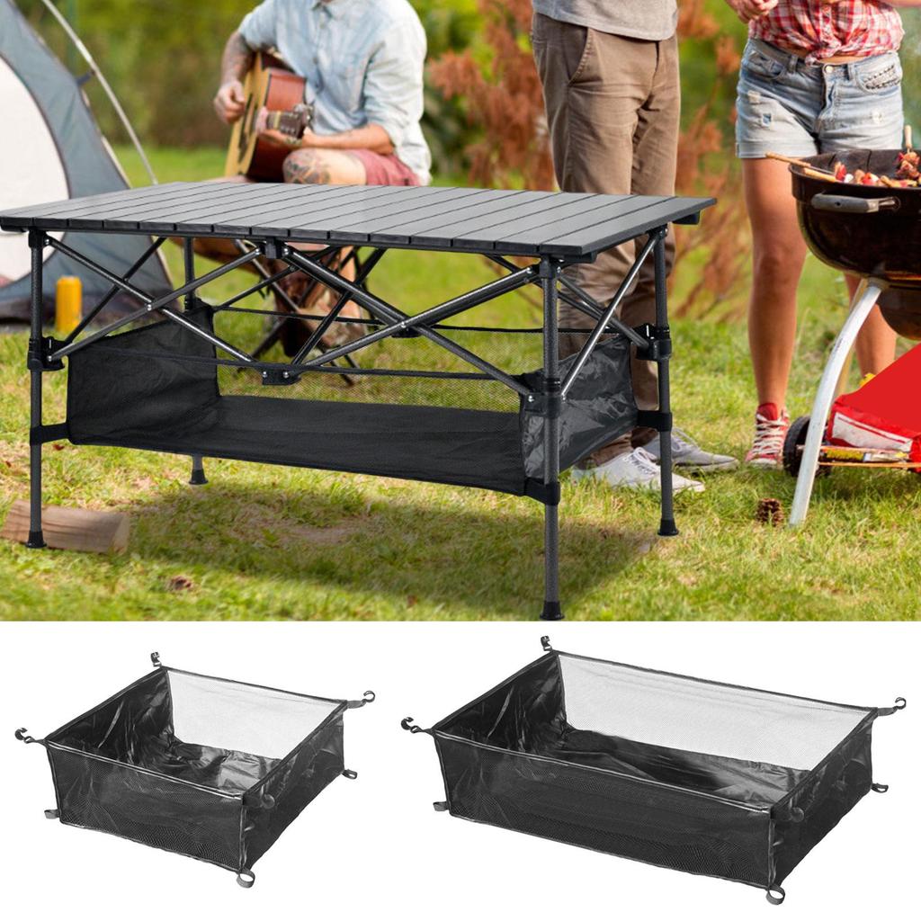 Outdoor Folding Table Storage Under Table Storage Bag Picnic Table Rack Bag Hangable Mesh Pouch Camping Equipment Organizer