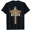 Osterkreuz Er ist auferstanden Jesus Christlich Unisex Damen Jungen T-Shirt Y2k Ostern Neuheit Spruch T-Shirt Geschenk Cool Kurzarm Mode Oberteil