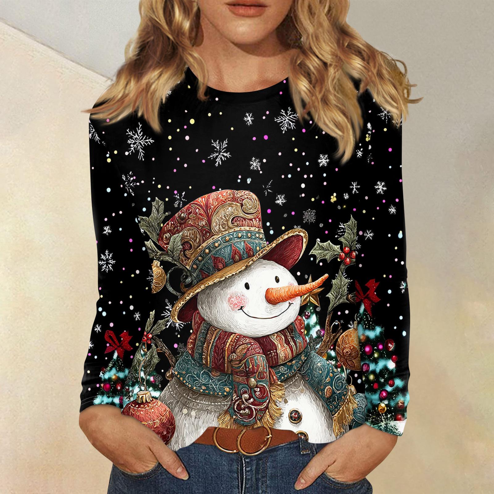 

Рубашки с длинным рукавом для женщин, милые футболки с графическим принтом, блузки, повседневные базовые топы больших размеров, пуловеры L чёрный