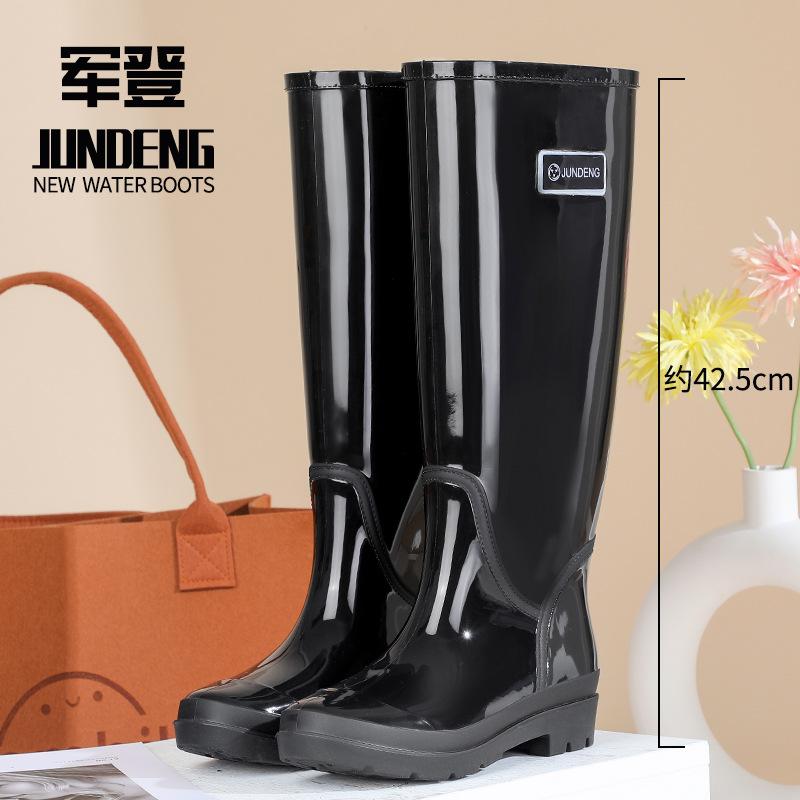 

Adult tall tube non-slip waterproof kitchen work rain shoes velvet labor insurance market solid color rain boots water shoes, women 35/36