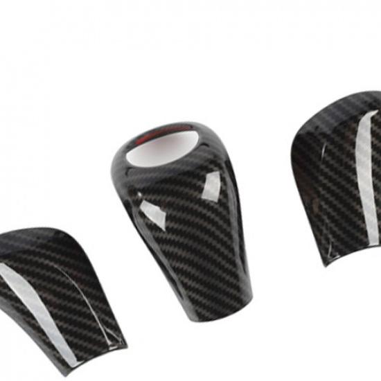 3pc Carbon Fiber Gear Shift Knob Head Cover Trim For Jeep Grand Cherokee 11-13