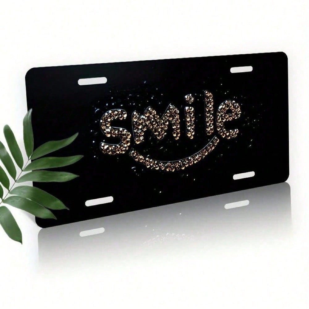 Elegant Face Design Aluminum License Plate 5.9x11.8in for Car Truck SUV, Rustproof 2D Flat Auto Tag with Frame, Gift for Drivers