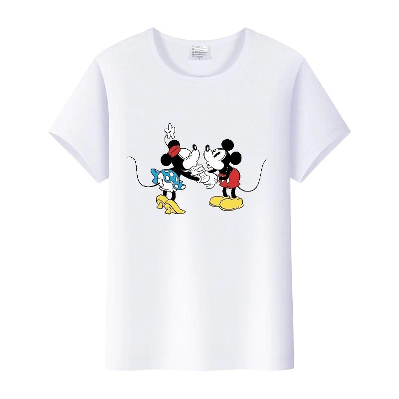 Fashion Disney Cartoon Men Tshirt Female Tops Summer Women Short Sleeve T-shirt Gothic Tee Ladies Mickey Mouse Graphic Clothes