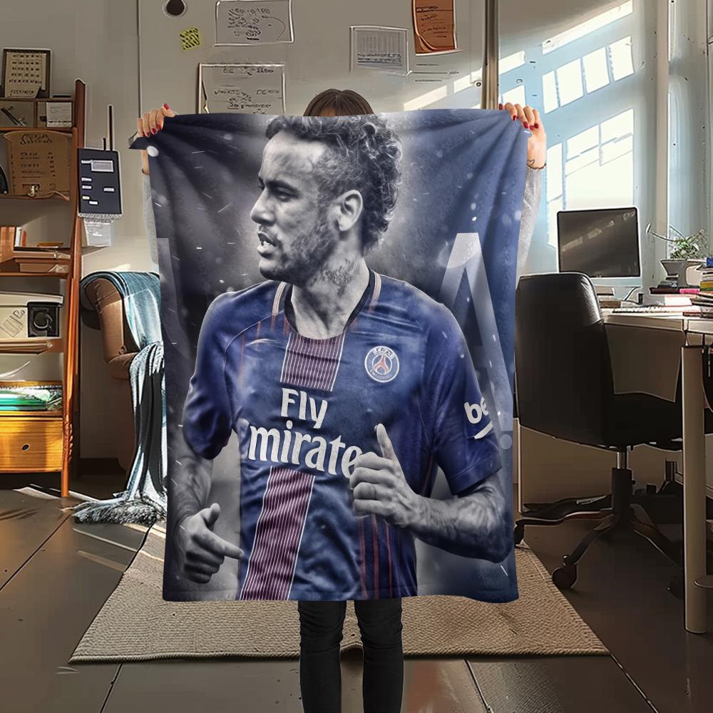 Football Player Neymar,pattern Flannel Blanket, High Quality Comfortable for All Seasons, Home Decor, Warmth and Comfort, Perfect for Gifts.