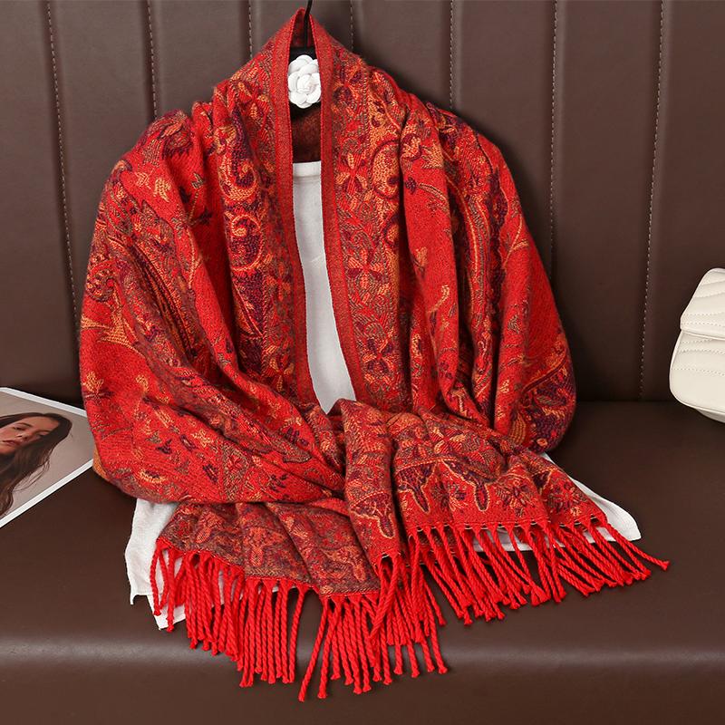 

Thick Cashmere Travel Blanket Women Scarf Warm Pashmina Shawl Winter Wraps Bufanda Fashion Vintage Design Poncho Echarpe