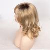 Synthetic Hair Long Curly Wave Wig Dark Root Ombre Blonde Hair Wig with Bangs for Women Natural Soft Cosplay Party Wig