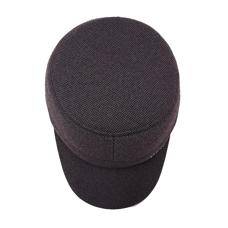 Middle-Aged and Elderly Cap Men's Woolen Flat Cap Autumn Winter Warm Father's Cap Thick Ear Protection Cap